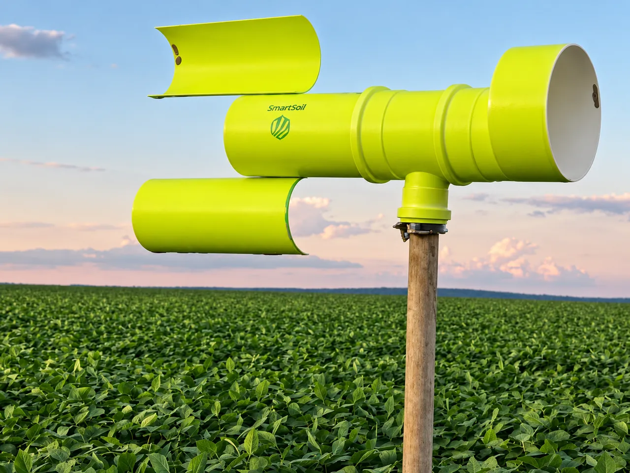 Cazaesporas SmartSoil instalado sobre un cultivo de soja