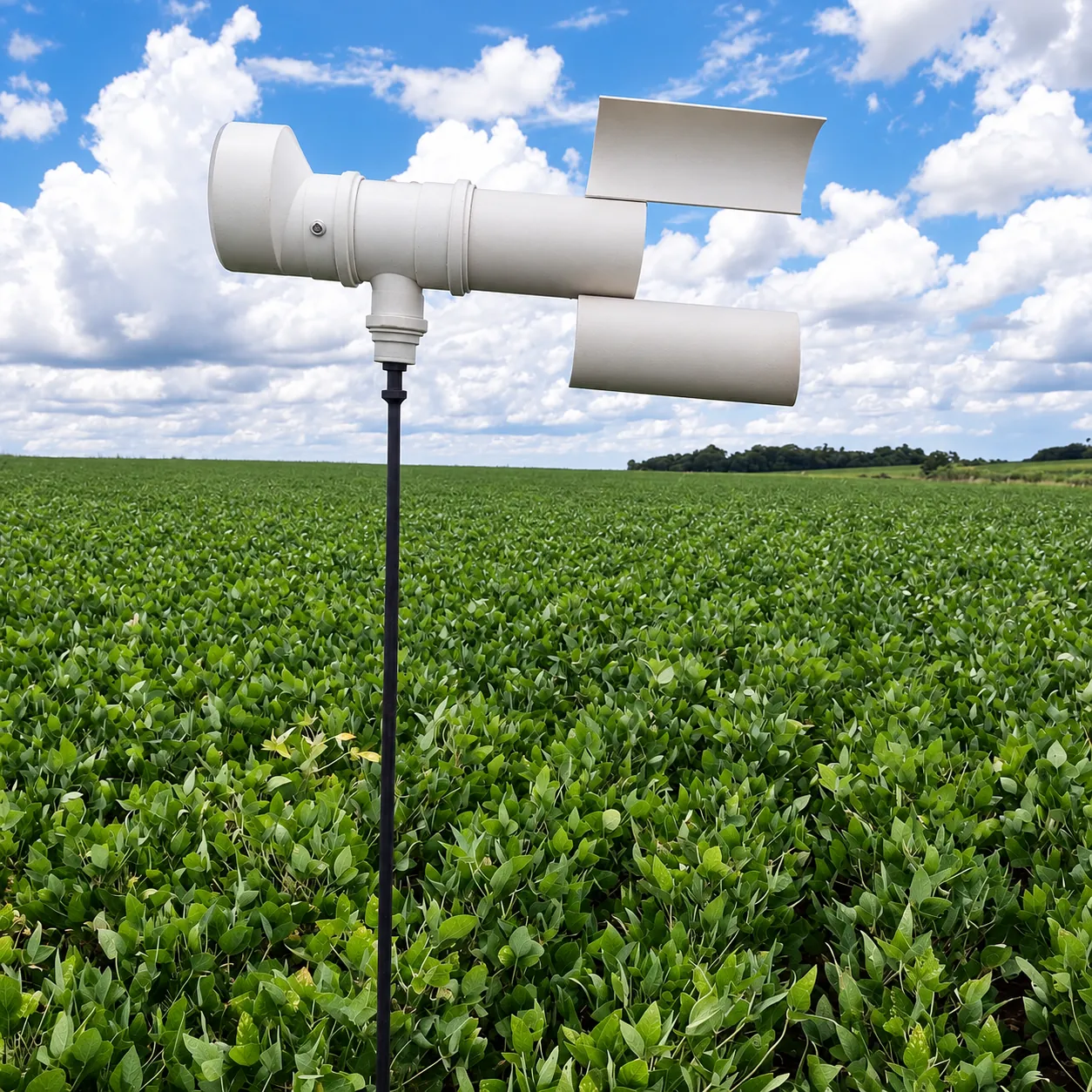 Cazaesporas SmartSoil instalado en un lote de soja
